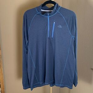 L.L. Bean Men’s Long Sleeve 1/4 Zip Pullover Large Blue Slightly Fitted‎